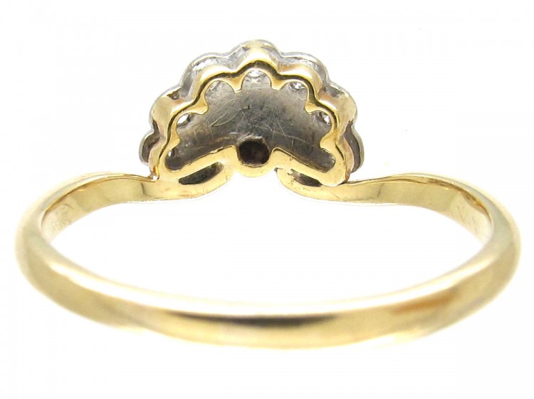 Art Deco Diamond Platinum & 18ct Gold Fan Ring