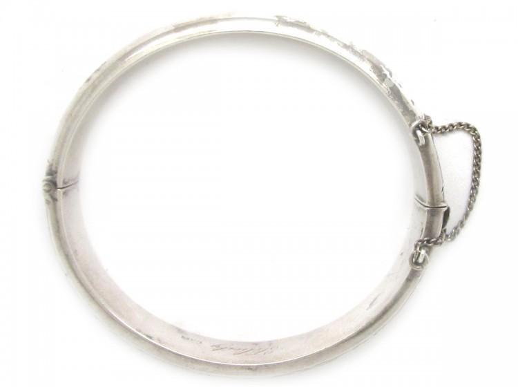Silver Wide Engraved Bangle