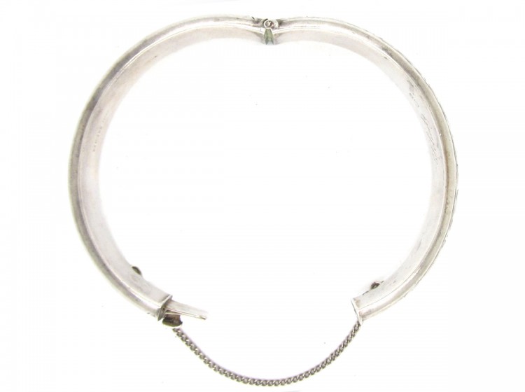 Silver Wide Engraved Bangle