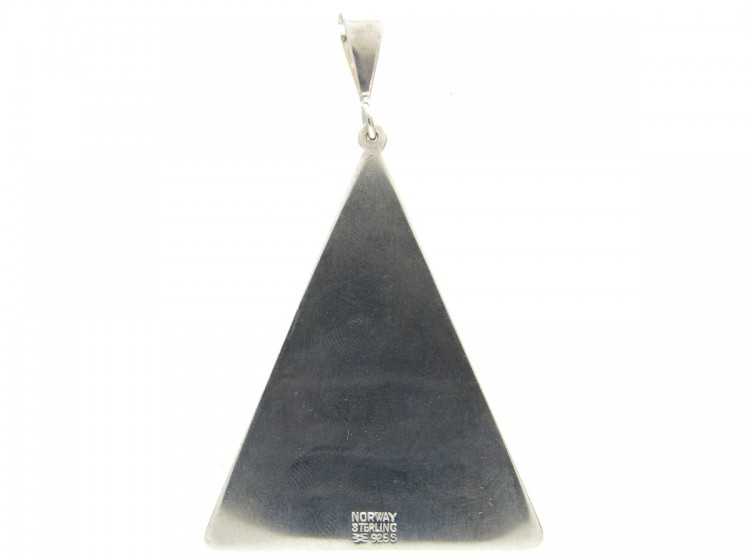 Silver & Green Enamel Pendant of an Oryx