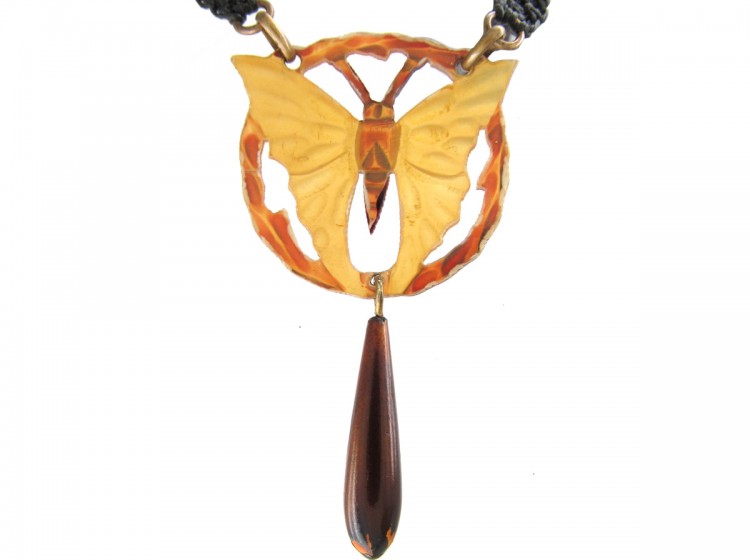 Art Nouveau Horn Butterfly Pendant