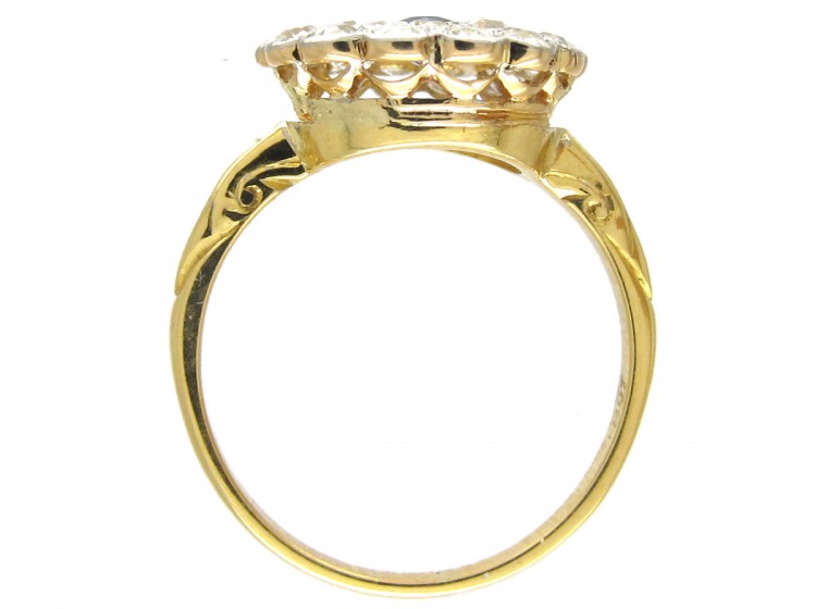 Edwardian Large Diamond & Sapphire Cluster Ring