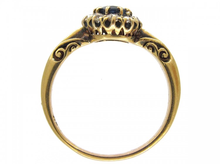 Edwardian Oval Sapphire & Diamond Cluster Ring