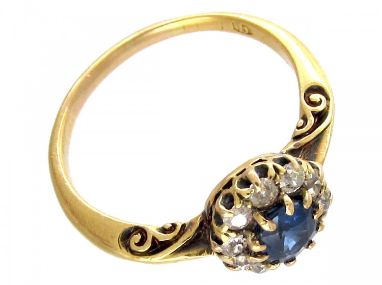 Edwardian Oval Sapphire & Diamond Cluster Ring