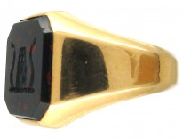 18ct Gold Octagonal Bloodstone Signet Ring