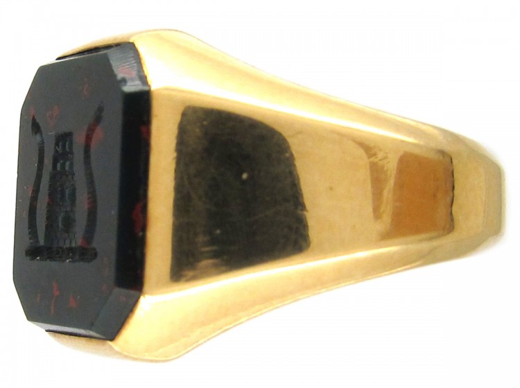 18ct Gold Octagonal Bloodstone Signet Ring