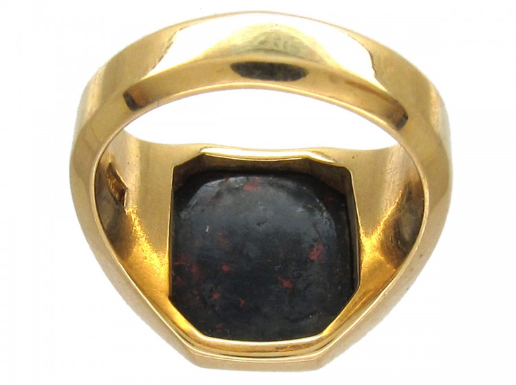 18ct Gold Octagonal Bloodstone Signet Ring
