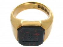 18ct Gold Octagonal Bloodstone Signet Ring