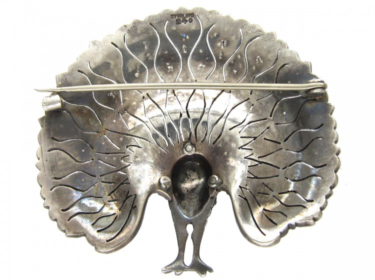 Silver Paste Peacock Booch