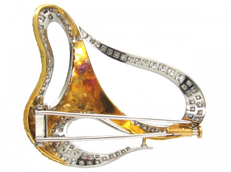 1960s Diamond & 18ct Gold Brooch & Earring Set