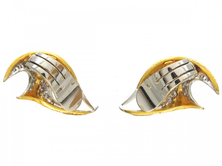 1960s Diamond & 18ct Gold Brooch & Earring Set