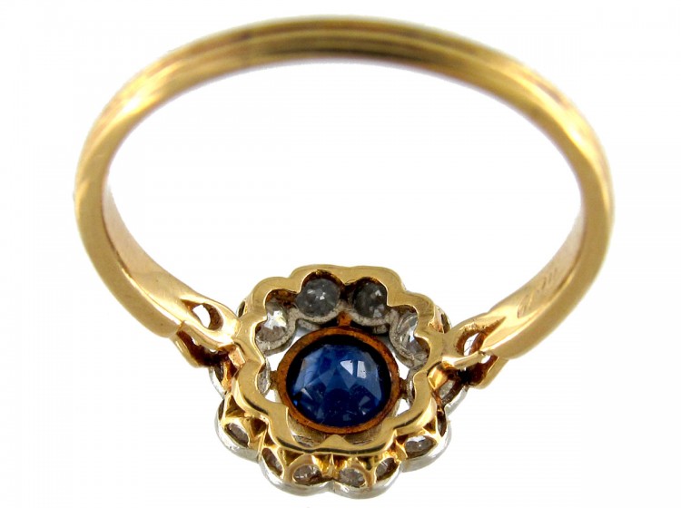 Sapphire & Diamond Open Cluster Edwardian Ring