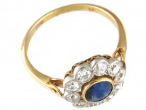 Sapphire & Diamond Open Cluster Edwardian Ring