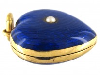 18ct Gold Victorian Blue Enamel Heart Locket
