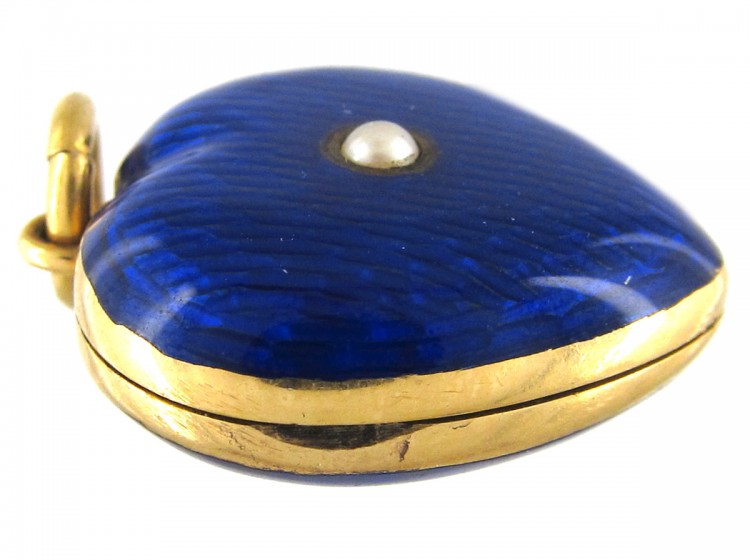 18ct Gold Victorian Blue Enamel Heart Locket