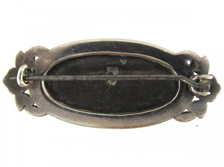 Edwardian Silver, Blue Enamel & Marcasite Flowers in Basket Brooch