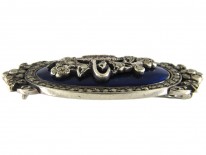 Edwardian Silver, Blue Enamel & Marcasite Flowers in Basket Brooch