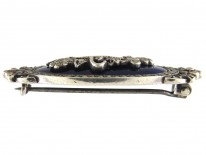Edwardian Silver, Blue Enamel & Marcasite Flowers in Basket Brooch