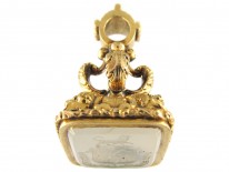 Georgian Gold Cased Seal with Chalcedony Dog Intaglio