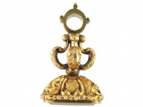 Georgian Gold Cased Seal with Chalcedony Dog Intaglio