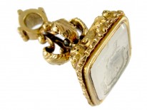 Georgian Gold Cased Seal with Chalcedony Dog Intaglio