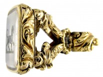 Georgian Gold Cased Seal with Chalcedony Dog Intaglio