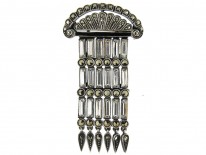 Art Deco Silver, Paste & Marcasite Tassle Brooch