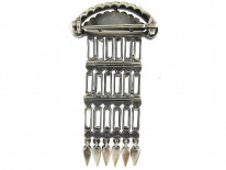 Art Deco Silver, Paste & Marcasite Tassle Brooch