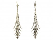Art Deco Silver Palm Frond Drop Earrings