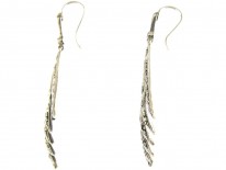 Art Deco Silver Palm Frond Drop Earrings