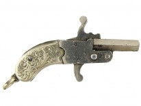Gun Watch Fob Charm with Silver Mount