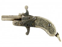 Gun Watch Fob Charm with Silver Mount