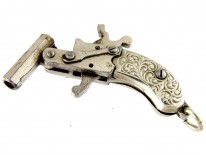 Gun Watch Fob Charm with Silver Mount