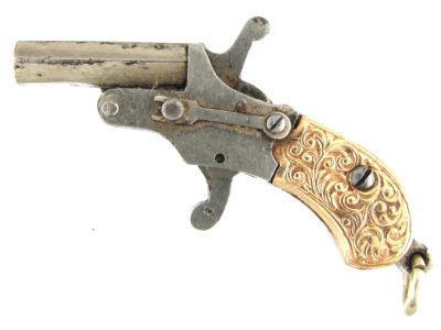 Gold Mounted Gun Watch Fob Charm