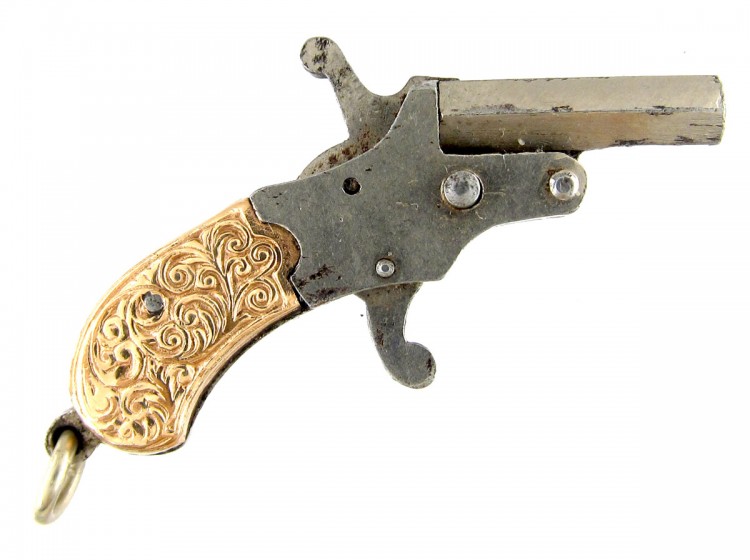 Gold Mounted Gun Watch Fob Charm