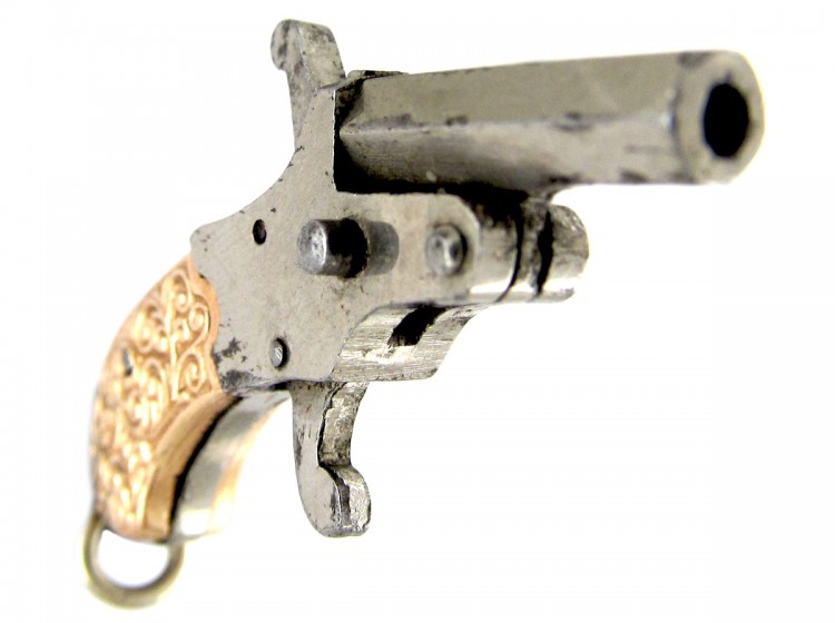 Gold Mounted Gun Watch Fob Charm
