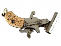 Gold Mounted Gun Watch Fob Charm