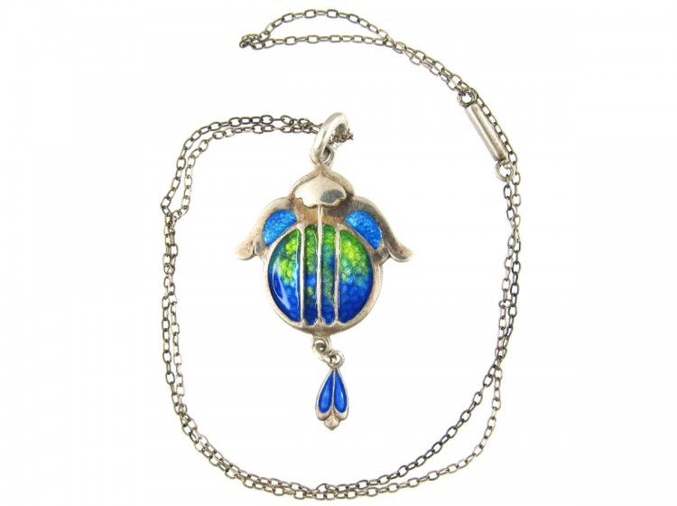 Art Nouveau Silver & Enamel Pendant by James Fenton