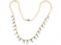 Pearl Necklace with Moonstone Drops