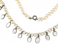 Pearl Necklace with Moonstone Drops
