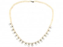 Pearl Necklace with Moonstone Drops