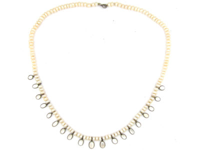 Pearl Necklace with Moonstone Drops