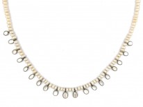 Pearl Necklace with Moonstone Drops