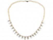 Pearl Necklace with Moonstone Drops