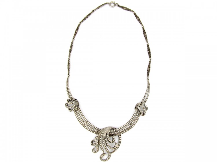 Silver & Marcasite Festoon Necklace