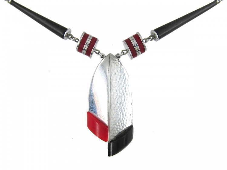 Jakob Bengel Art Deco Metal & Bakelite Necklace