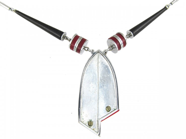 Jakob Bengel Art Deco Metal & Bakelite Necklace