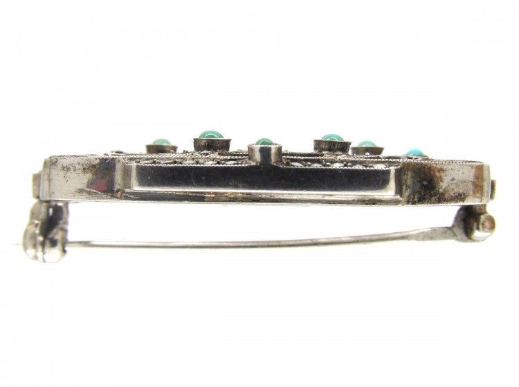 Theodor Fahrner Rock Crystal Turqouise Silver Brooch