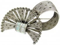 Theodor Fahrner Silver, Marcasite & Opal Brooch