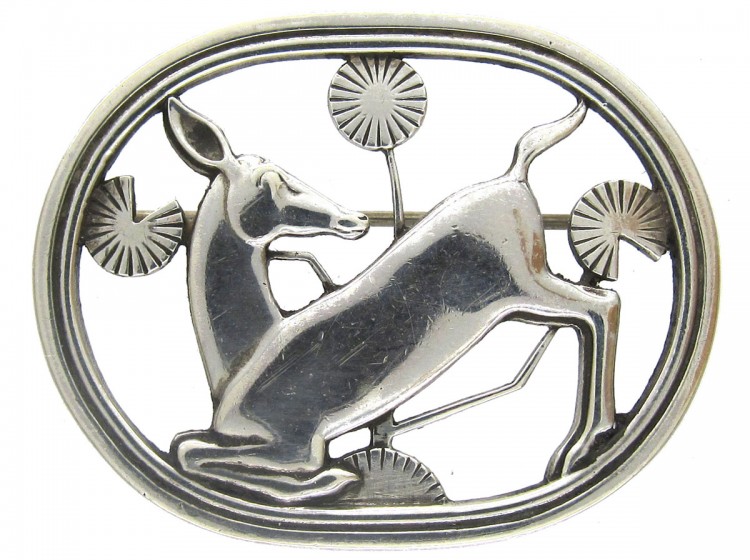 Georg Jensen Silver Deer Brooch